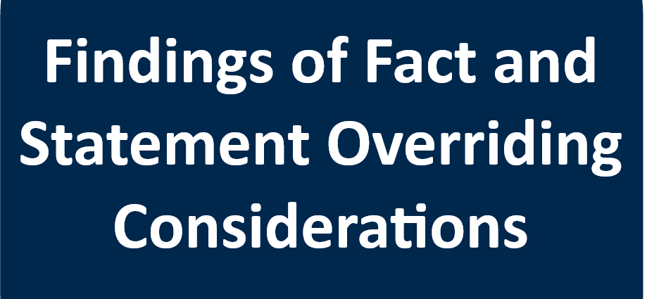 Findings of Fact and Statement Overriding Considerations